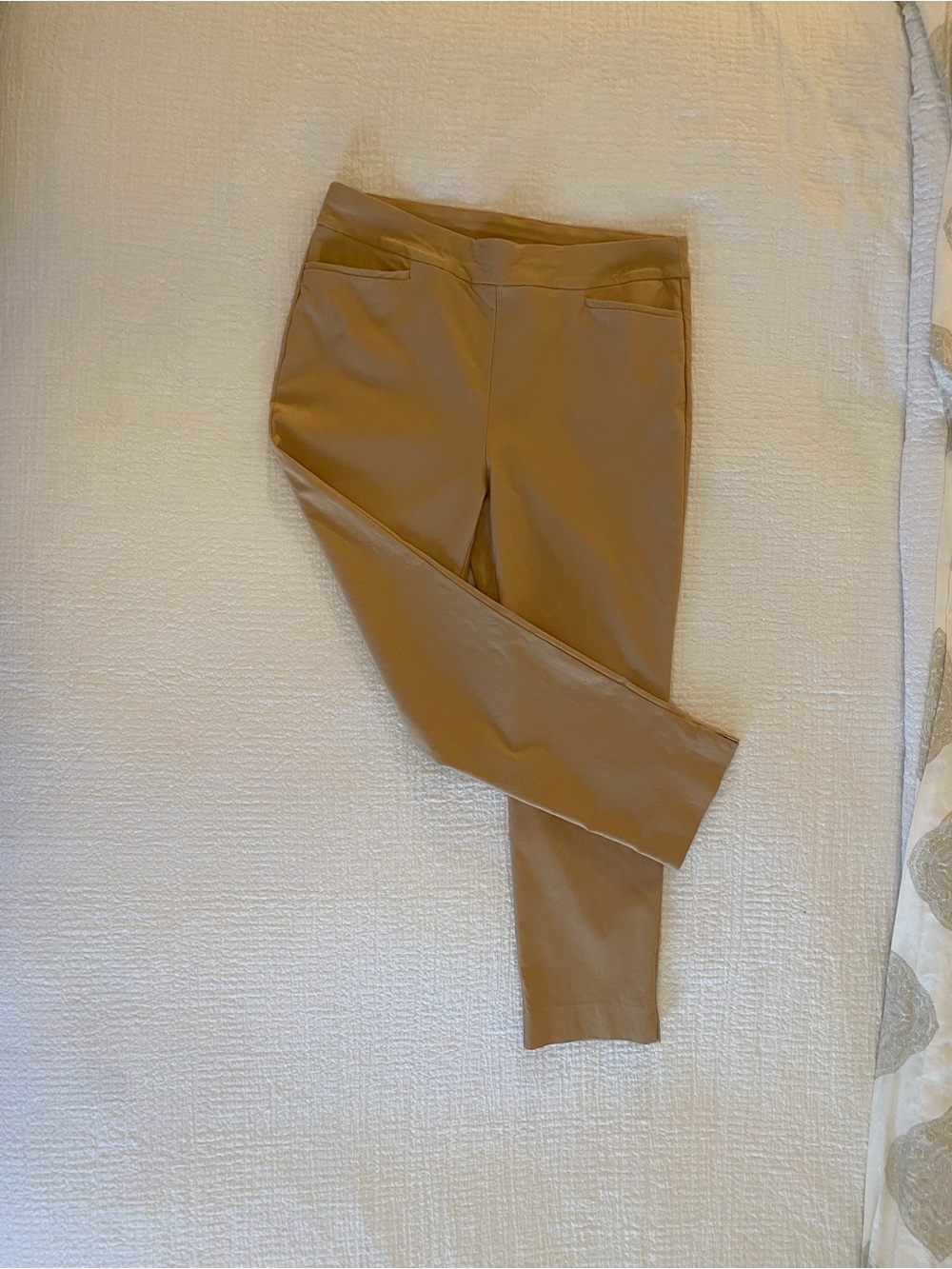 Chico’s Ponte Ankle Pants in Sandy Beige.